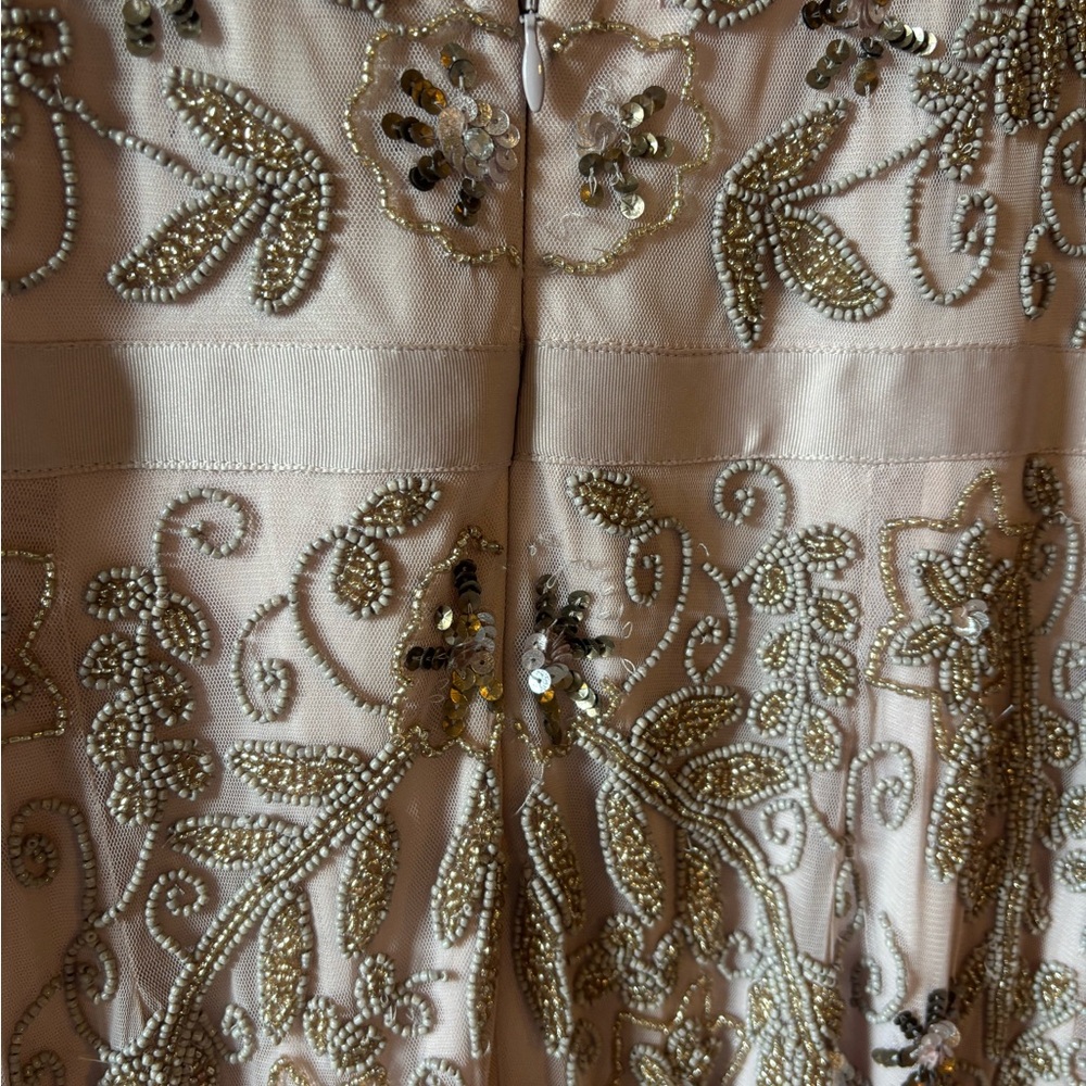 Adrianna Papell Blush Pink Beaded Backless Evening Gown - Picture 3 of 10
